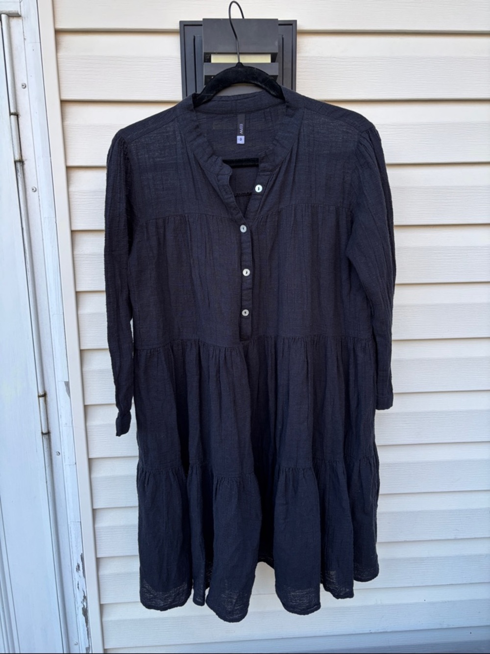 EBW LADIES BLACK COTTON TIER DRESS-S